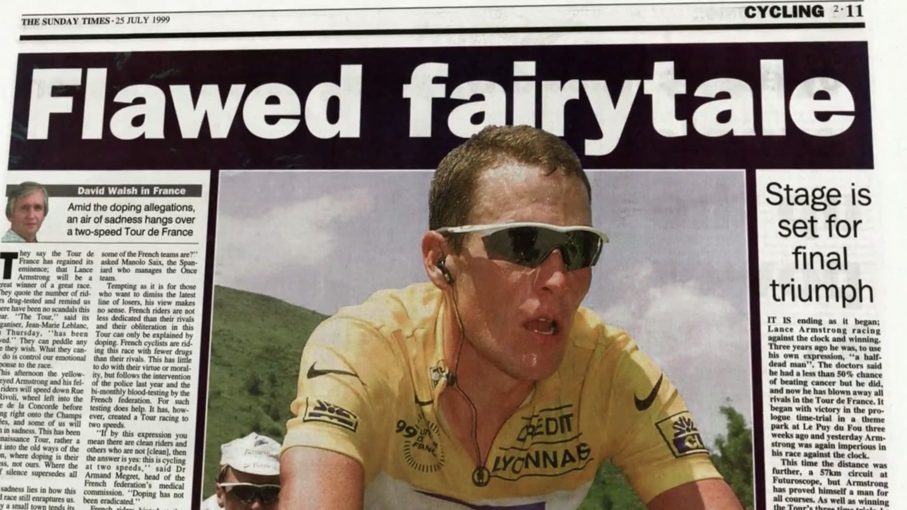 The Sunday Times page: Flawed fairytale, Lance Armstrong
